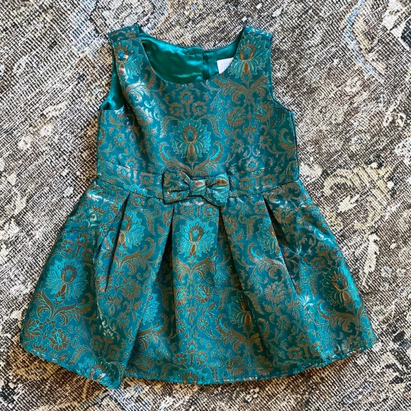 Green and Gold Toddler Girls Dress 2T